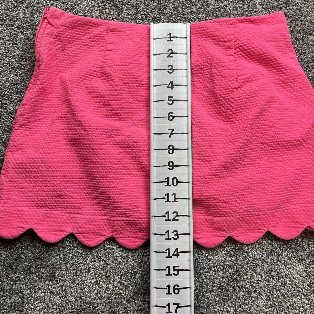 Lilly Pulitzer‎ Skirt Womens 10 Pink Button Front Scallop Hem Textured Mini - Picture 7 of 8